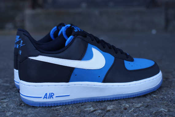 white and light blue air force ones